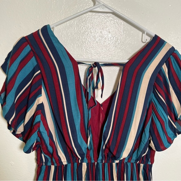 Band of Gypsies Blouse Striped Peplum Red Blue Stripes S - Picture 7 of 10